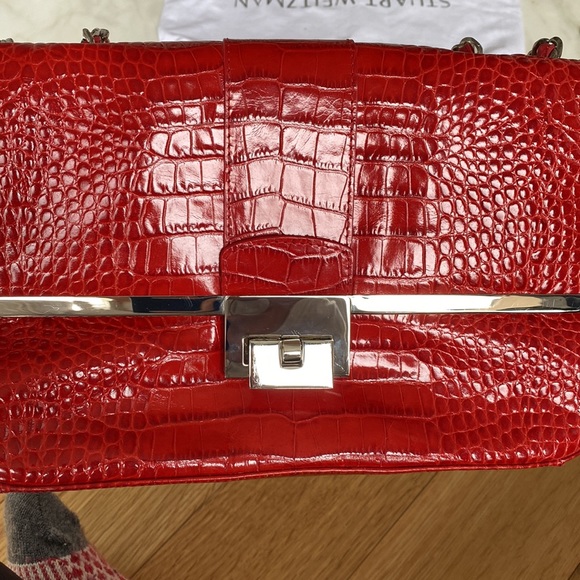 Stuart Weitzman beautiful red croco handbag and high heel sandals - Picture 10 of 10